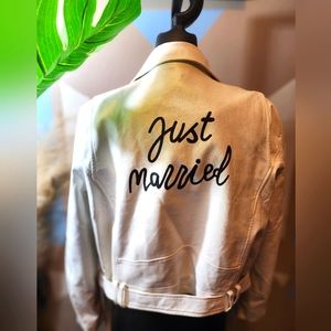 Leather just married jacket
